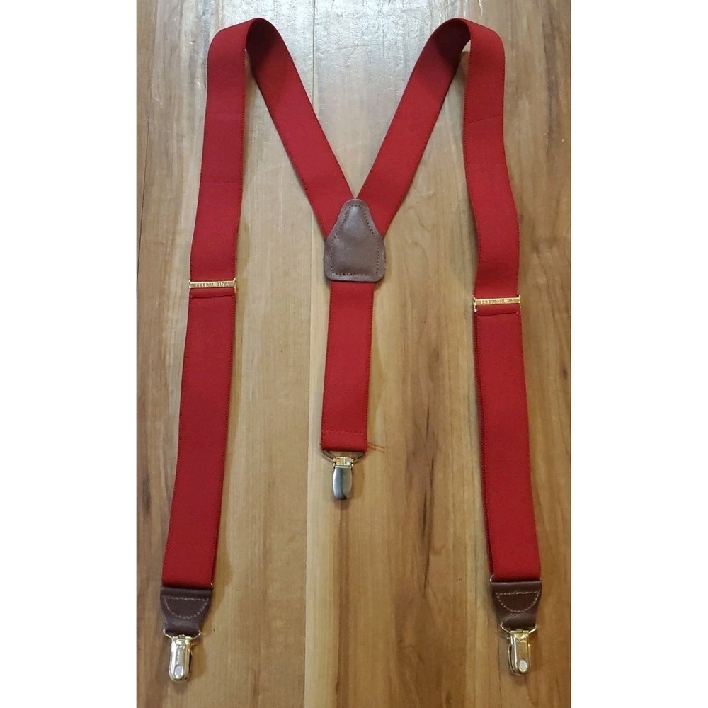 Pelican USA Clip Suspenders Y Back Red with Gold Hardware